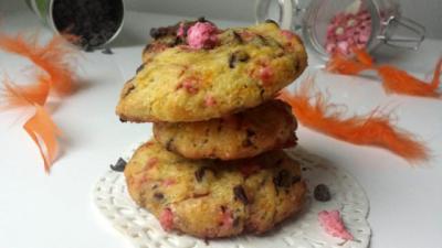 Cookies chocolat – pralines roses et orange