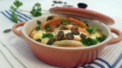 Gratin de patate douce au chèvre