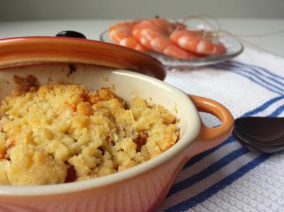 Crumble de tomates aux crevettes