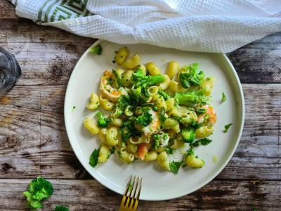 Pâtes crevettes et brocoli