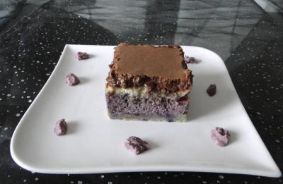 Entremets myrtille, chocolat – tonka