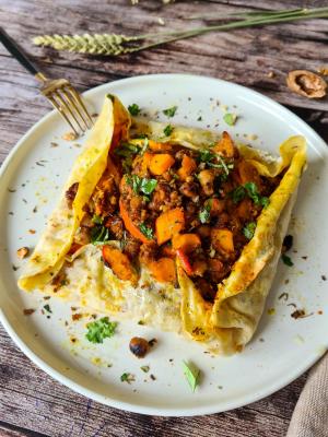 Galette potimarron, pois chiches et boulghour