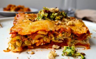 Lasagnes crevettes et brocoli