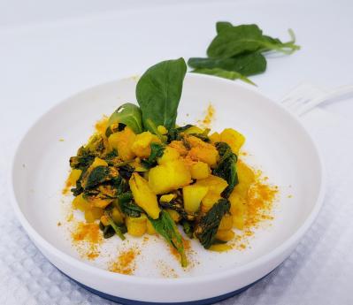 Pommes de terre et épinards au curcuma