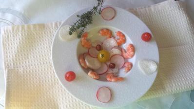 Salade radis, crevettes et thym